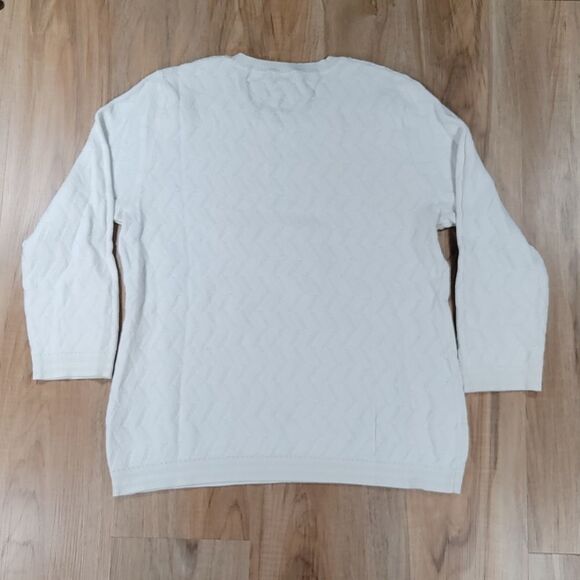 🔹️Vince Camuto Antique White Chevron Knit Lightweight Sweater Large - Picture 5 of 11